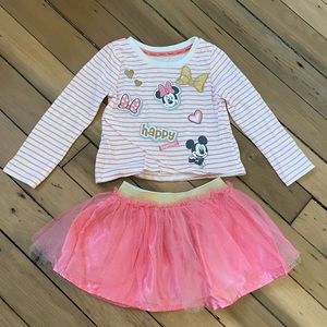 Minnie Mouse Two Piece Outfit- Tutu Skirt and Long Sleeve Top